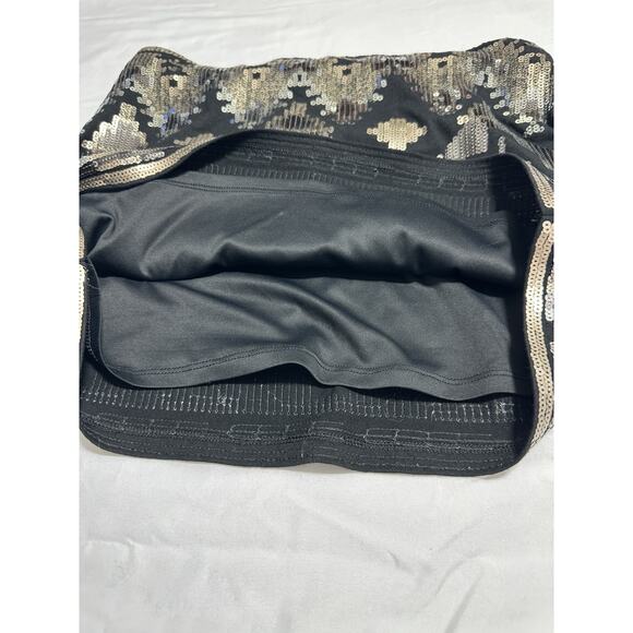 Women's Express Aztec Print Black Silver Sequin Mini Skirt Bodycon Party XS/TP - Picture 6 of 8